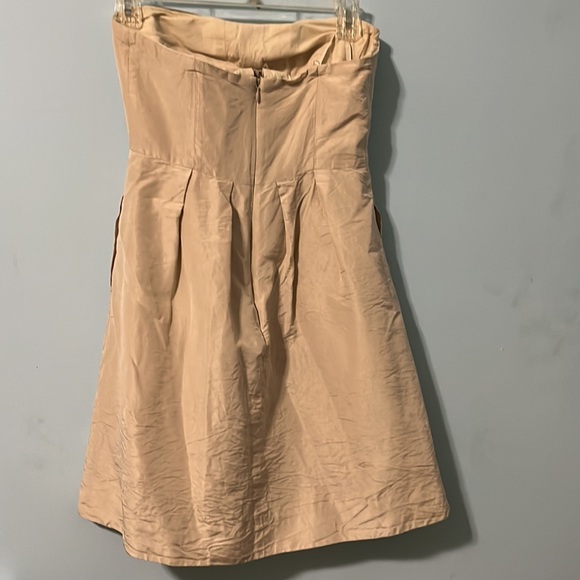J Crew Formal Party Silk Dress Golden Tan Side Pockets Size 0p - Picture 4 of 6